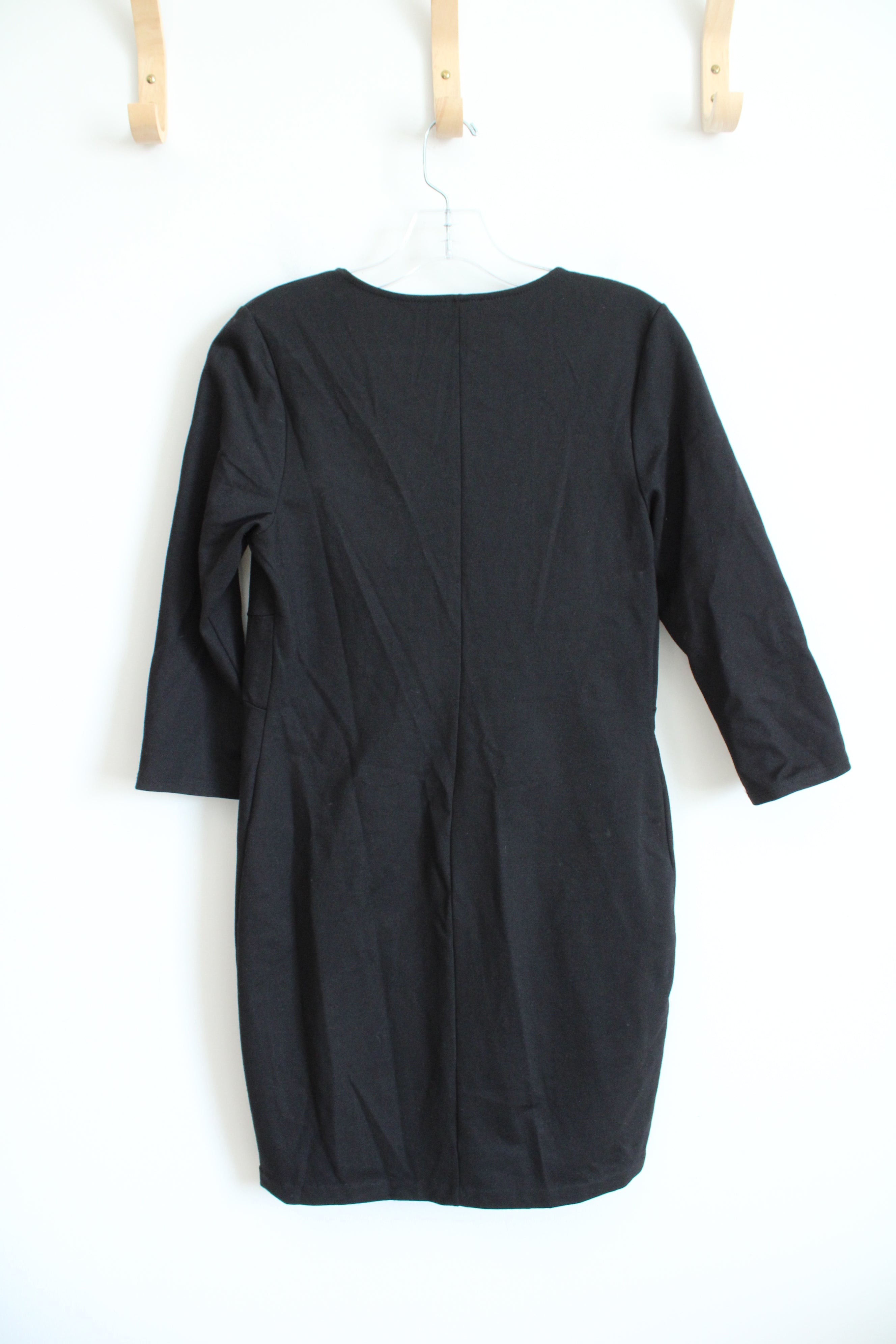 La Clef Black Three-Quarter Sleeve Dress | M