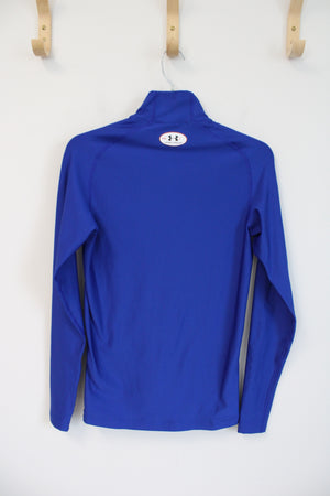 Under Armout Blue Long Sleeved Mock Neck Compression Athletic Shirt | M