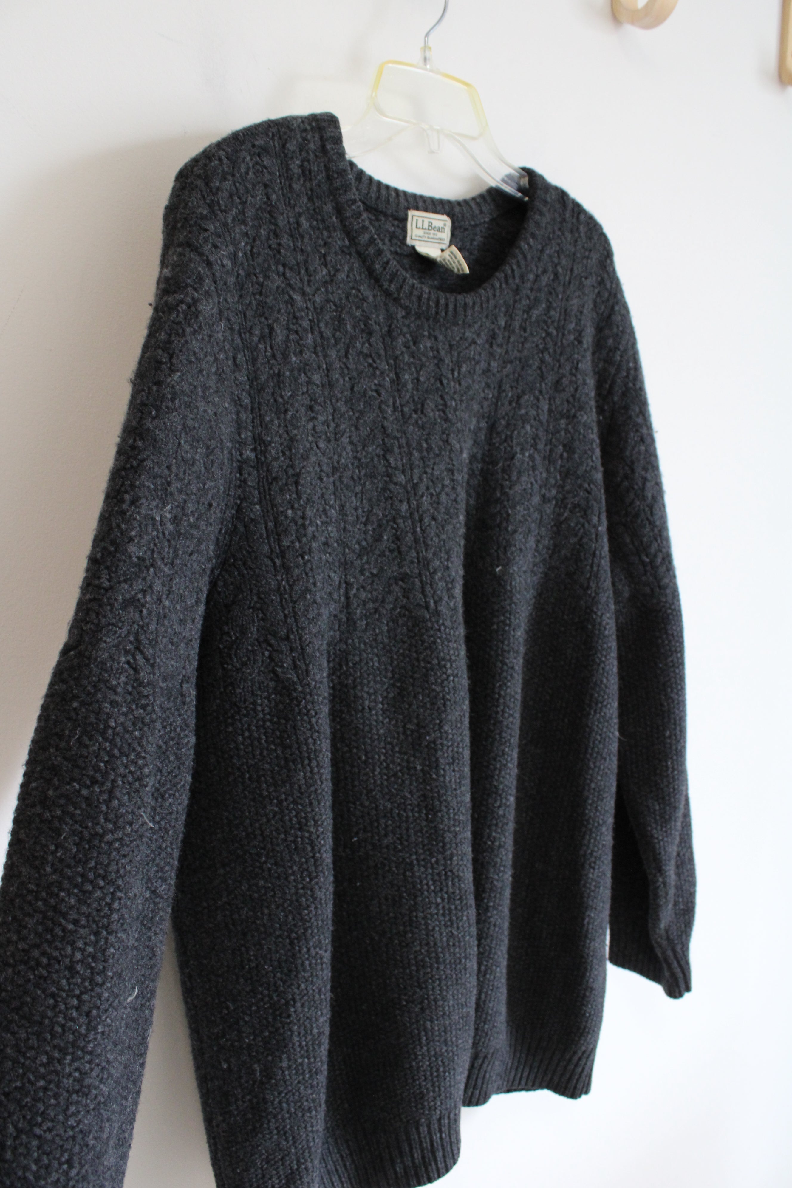 L.L. Bean Vintage Lambs Wool Gray Knit Sweater | XXL Tall