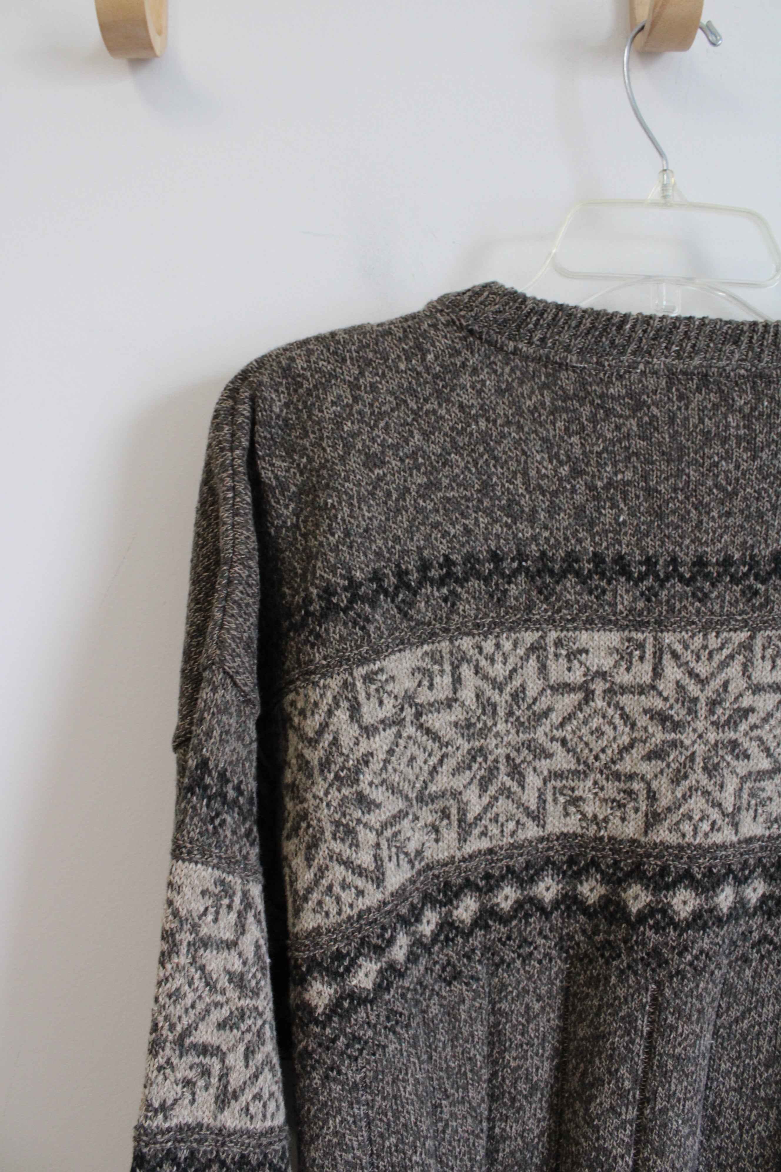 Izod Vintage Brown Snowflake Knit Sweater | XL