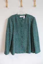 Alfred Dunner Vintage Teal & Tan Woven Jacket | 18