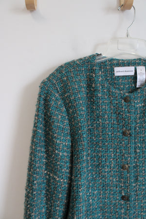 Alfred Dunner Vintage Teal & Tan Woven Jacket | 18