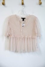 NEW Forever 21 Light Pink Tulle Babydoll Top | L