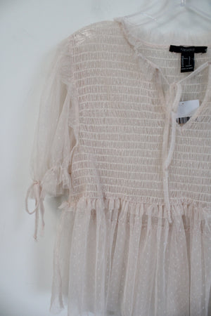 NEW Forever 21 Light Pink Tulle Babydoll Top | L