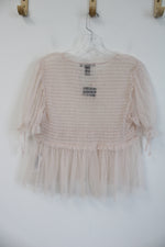 NEW Forever 21 Light Pink Tulle Babydoll Top | L