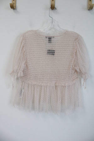 NEW Forever 21 Light Pink Tulle Babydoll Top | L