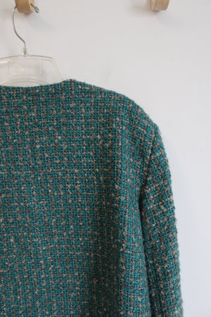 Alfred Dunner Vintage Teal & Tan Woven Jacket | 18