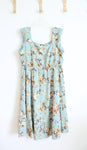 Bloomchic Mint Green Yellow Floral Lace Edged Sleeved Dress | 14/16