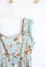 Bloomchic Mint Green Yellow Floral Lace Edged Sleeved Dress | 14/16