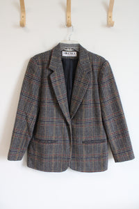 Eska Internationale Red Blue & Yellow Gray Tweed Wool Blazer | 10