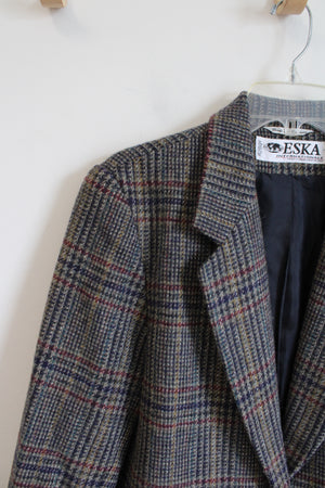 Eska Internationale Red Blue & Yellow Gray Tweed Wool Blazer | 10