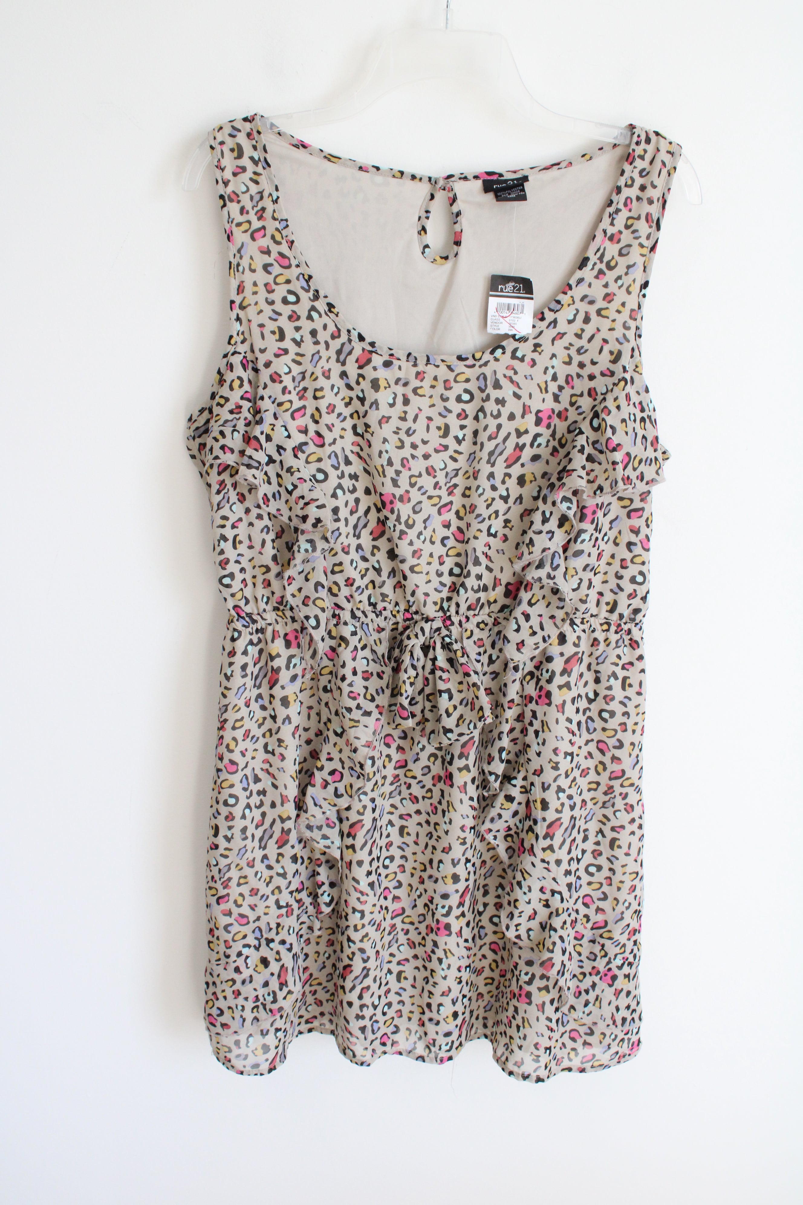 NEW Rue 21 Tan Multi Colored Leopard Print Chiffon Dress | XL