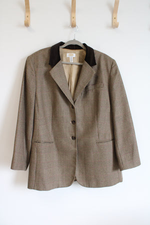 Talbots Vintage Red Green & Brown Velvet Collar Wool Blazer | 20W