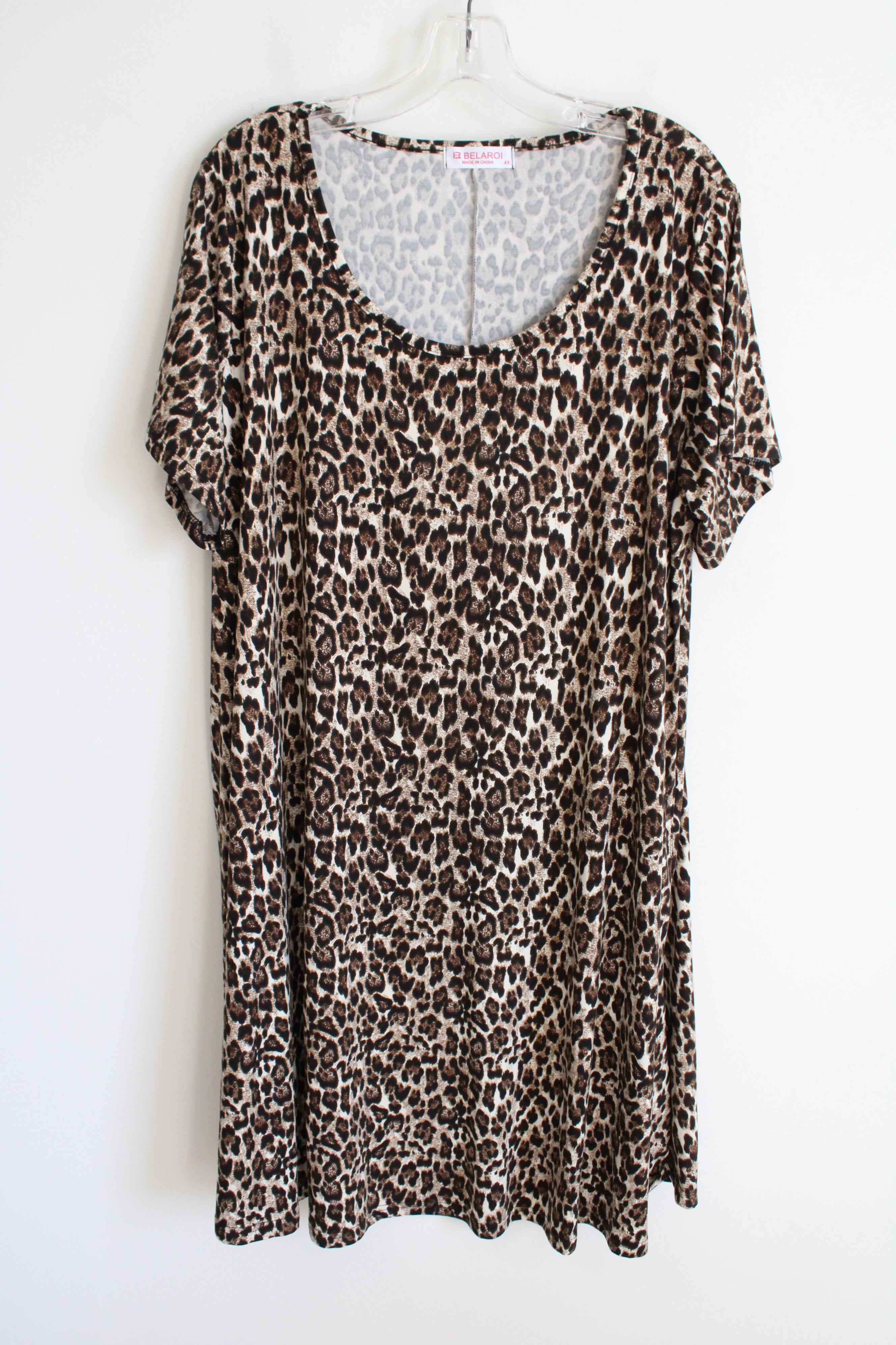 Belaroi Brown Leopard Print Scoopneck Dress | 4X