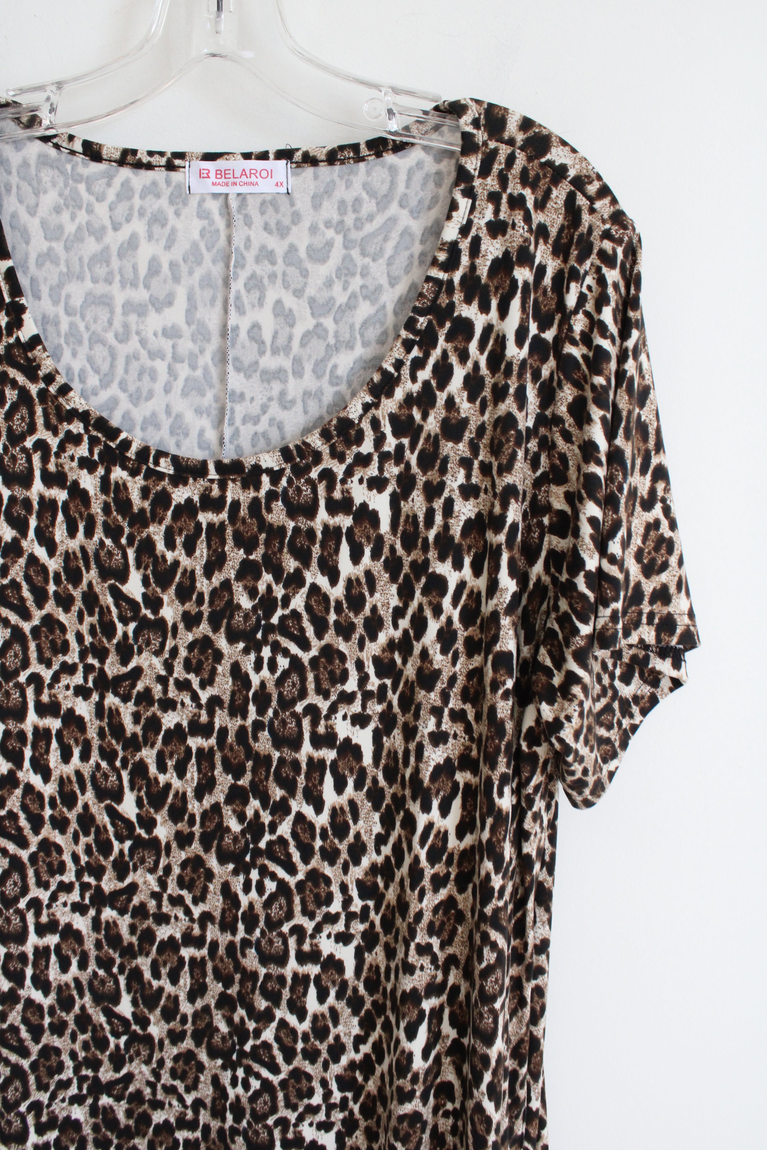 Belaroi Brown Leopard Print Scoopneck Dress | 4X