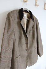 Talbots Vintage Red Green & Brown Velvet Collar Wool Blazer | 20W