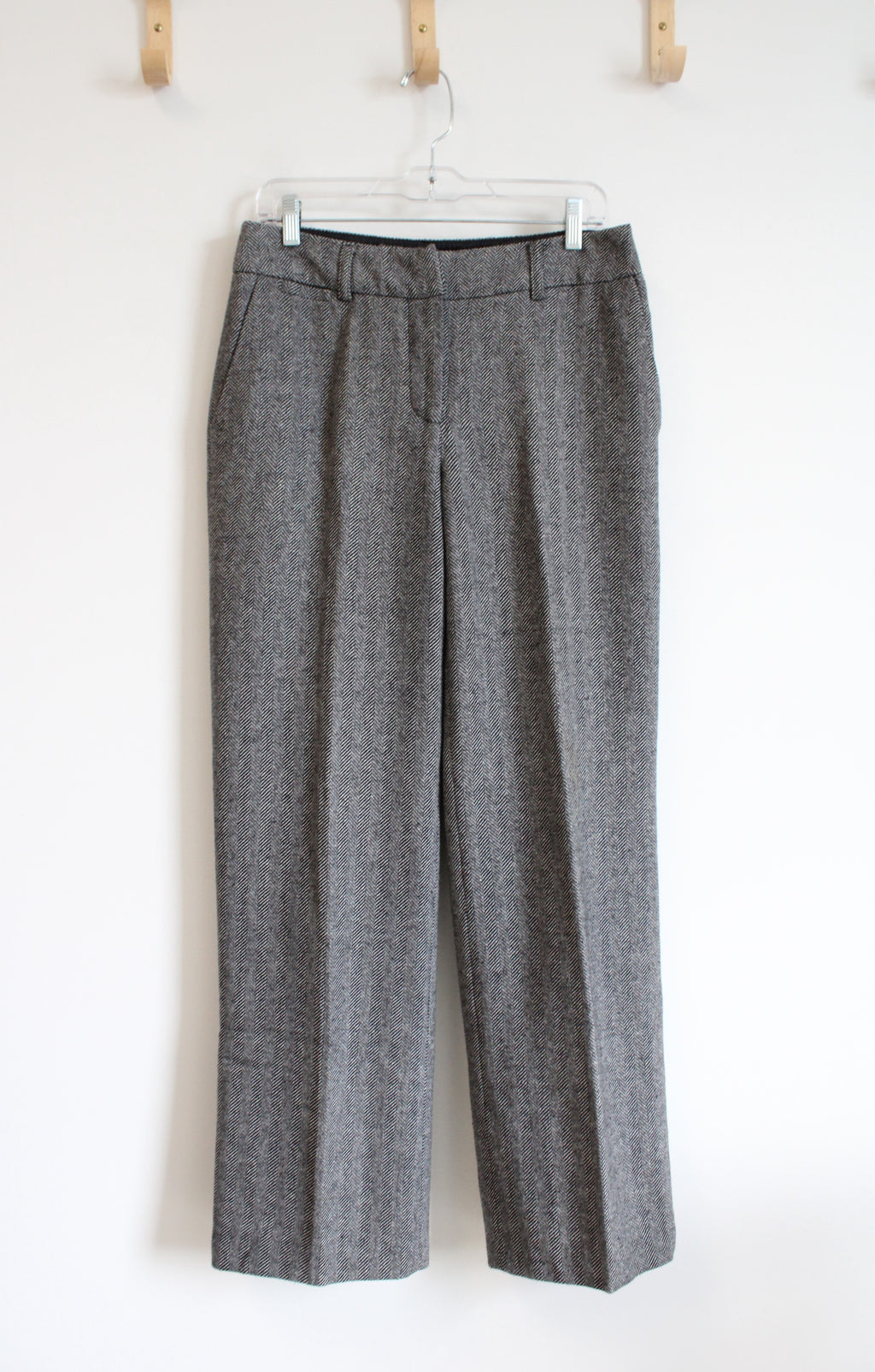 JG Hook Vintage Wool Blend Black & Gray Tweed Trouser Pants | 8