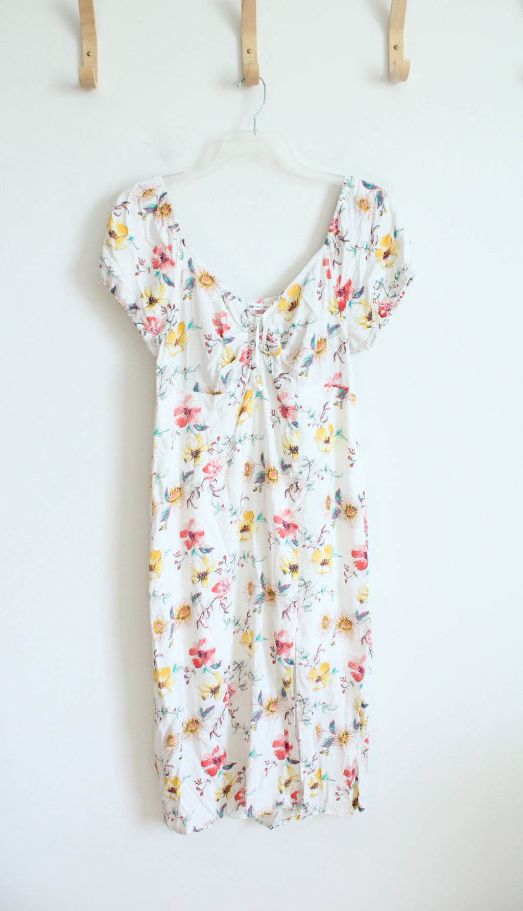 Third + Malt White Yellow & Pink Floral Midi Dress | XL