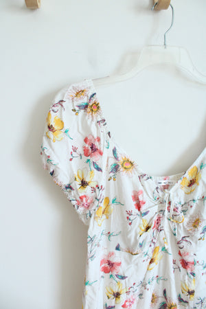 Third + Malt White Yellow & Pink Floral Midi Dress | XL