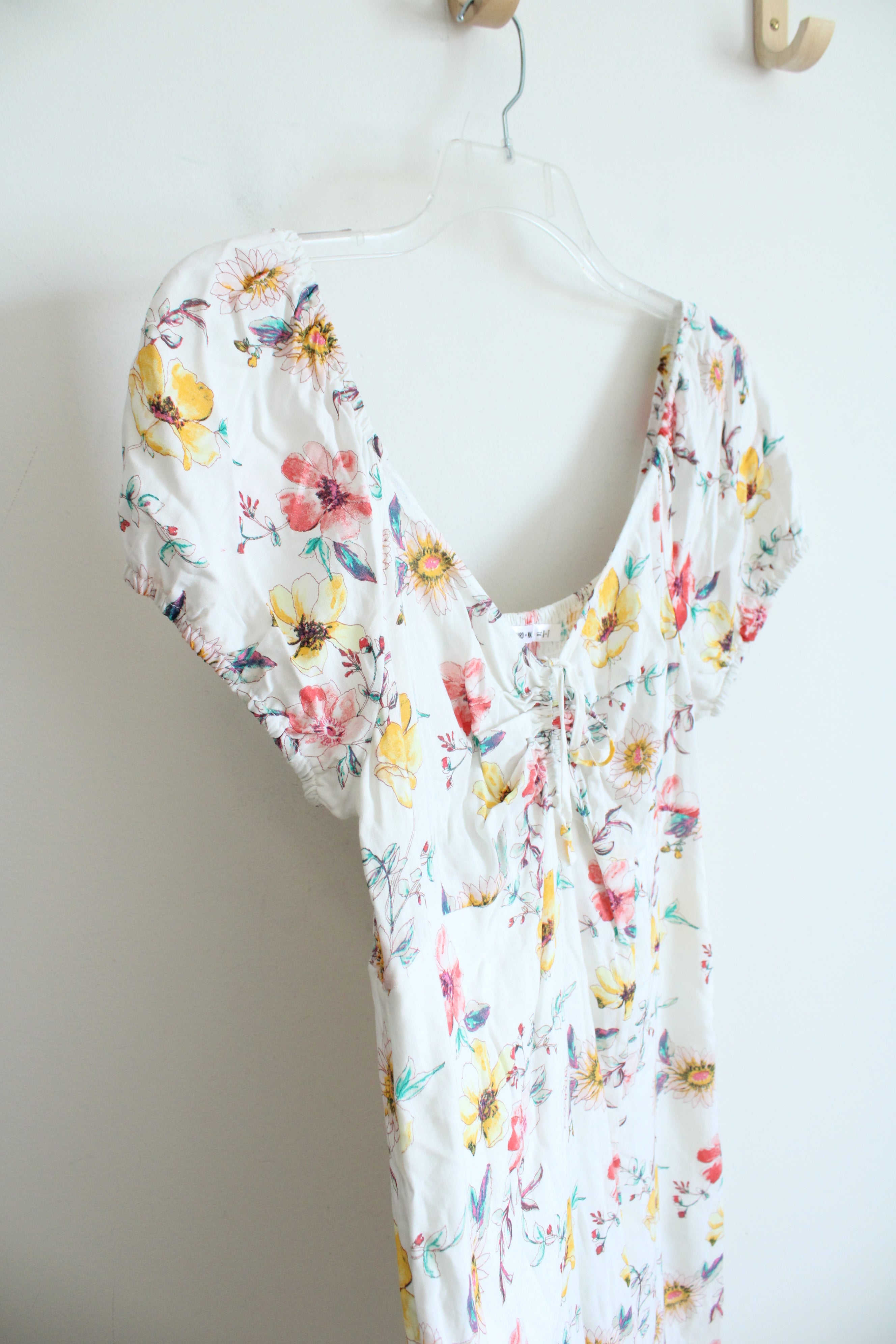 Third + Malt White Yellow & Pink Floral Midi Dress | XL