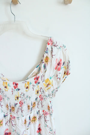 Third + Malt White Yellow & Pink Floral Midi Dress | XL