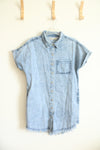 Luvamia Light Wash Denim Button Down Dress | M