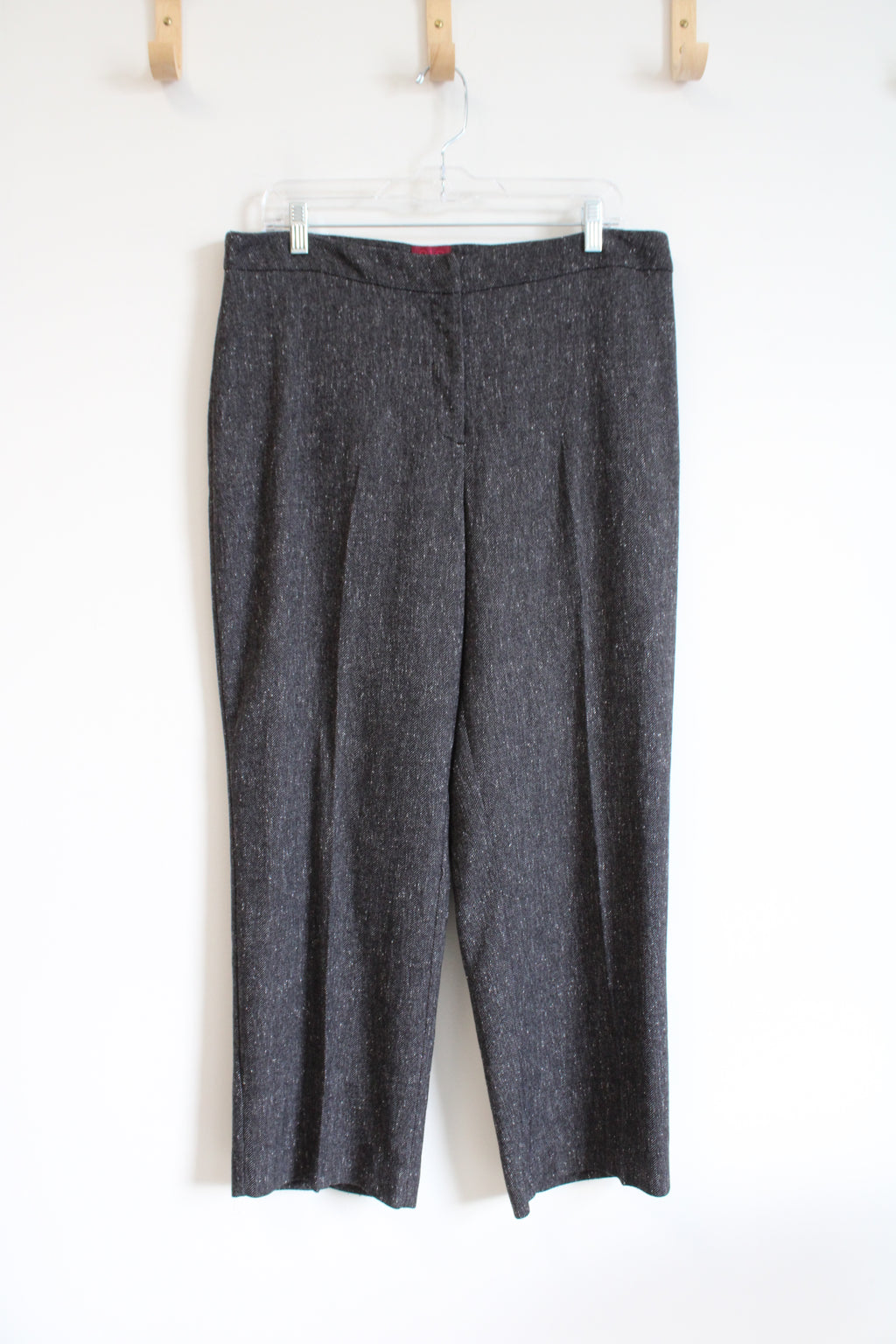 212 Collection Vintage Classic Fit Speckled Dark Gray Herringbone Trouser Pants | 14 Petite Short