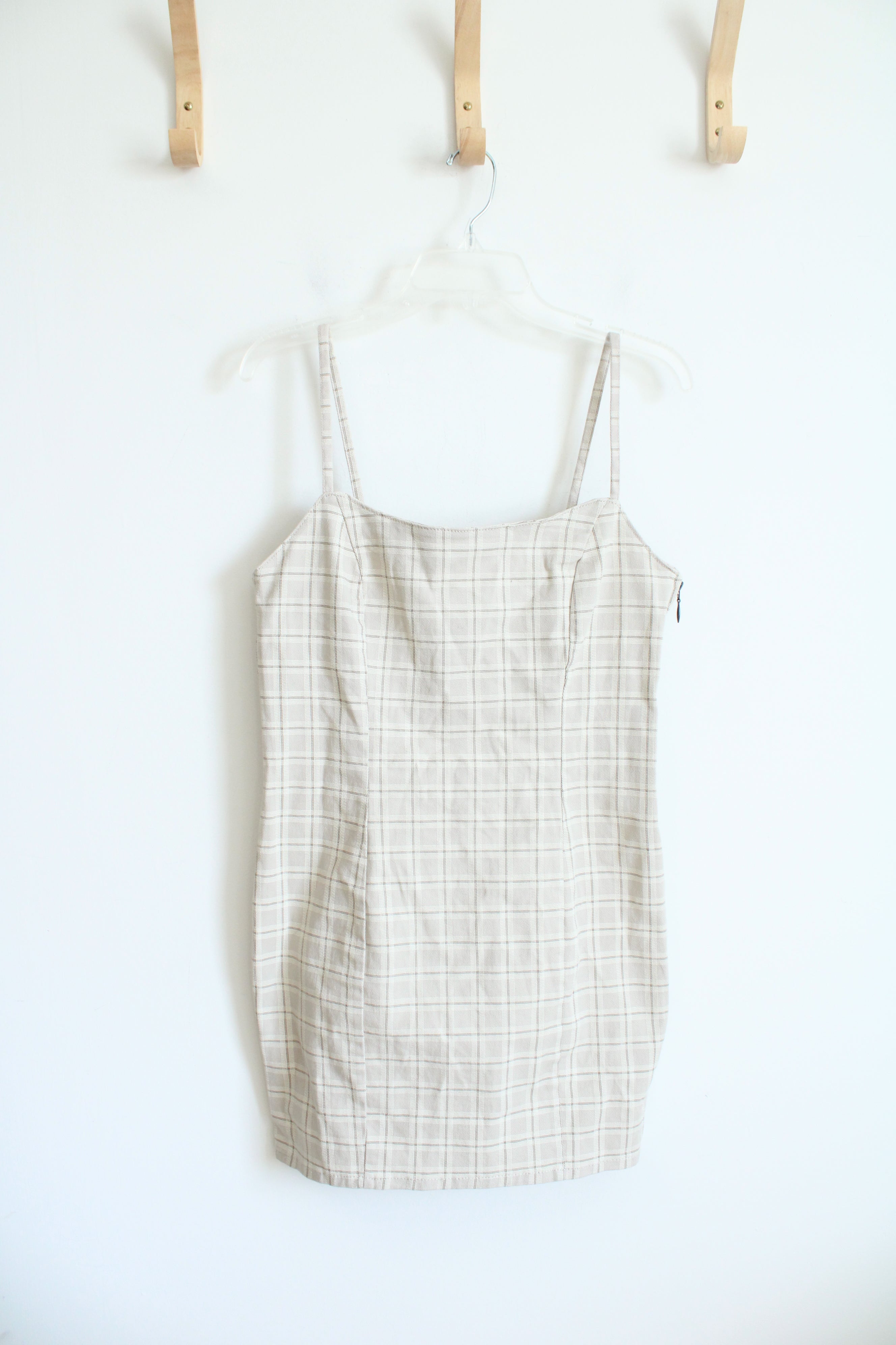 NEW H&M Divided Beige Plaid Bodycon Dress | M