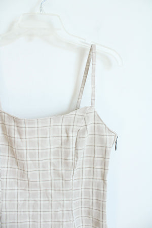 NEW H&M Divided Beige Plaid Bodycon Dress | M