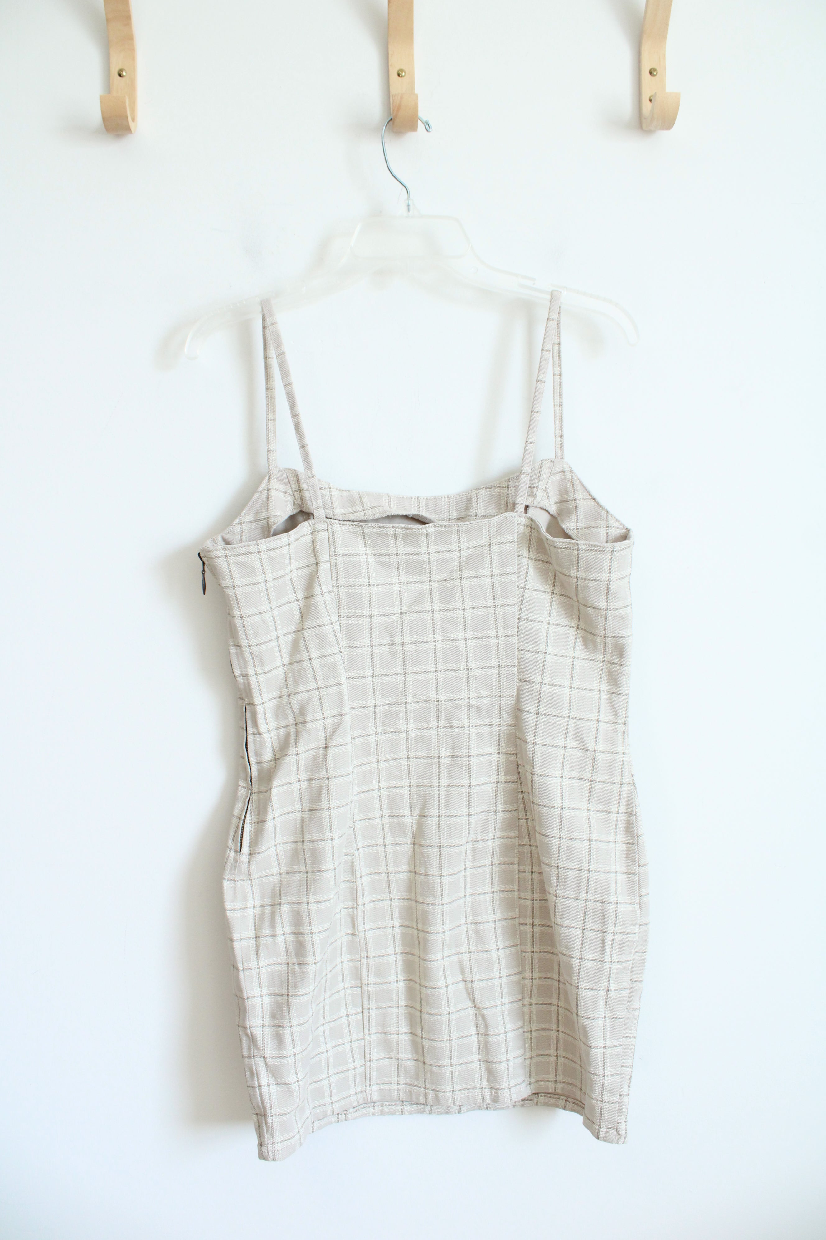 NEW H&M Divided Beige Plaid Bodycon Dress | M