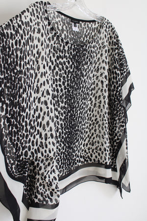 Talbots Silk Cheetah Print Chiffon Poncho Style Blouse | S/M