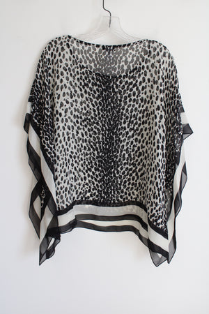 Talbots Silk Cheetah Print Chiffon Poncho Style Blouse | S/M