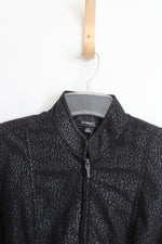 Elementz Black Sueded Cheetah Print Jacket | M Petite