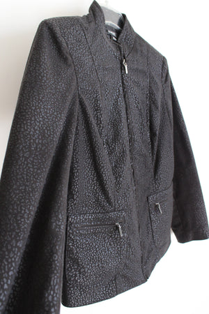 Elementz Black Sueded Cheetah Print Jacket | M Petite