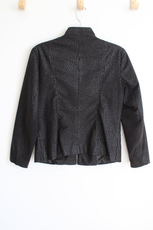 Elementz Black Sueded Cheetah Print Jacket | M Petite