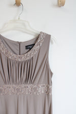 R&M Richards Lace & Rhinestone Taupe Dress & Jacket Set | 8 Petite