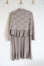 R&M Richards Lace & Rhinestone Taupe Dress & Jacket Set | 8 Petite