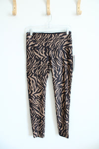 NEW Vogo Athletica Black & Brown Zebra Print Athletic Leggings | M (7/8)