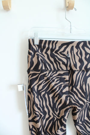 NEW Vogo Athletica Black & Brown Zebra Print Athletic Leggings | M (7/8)