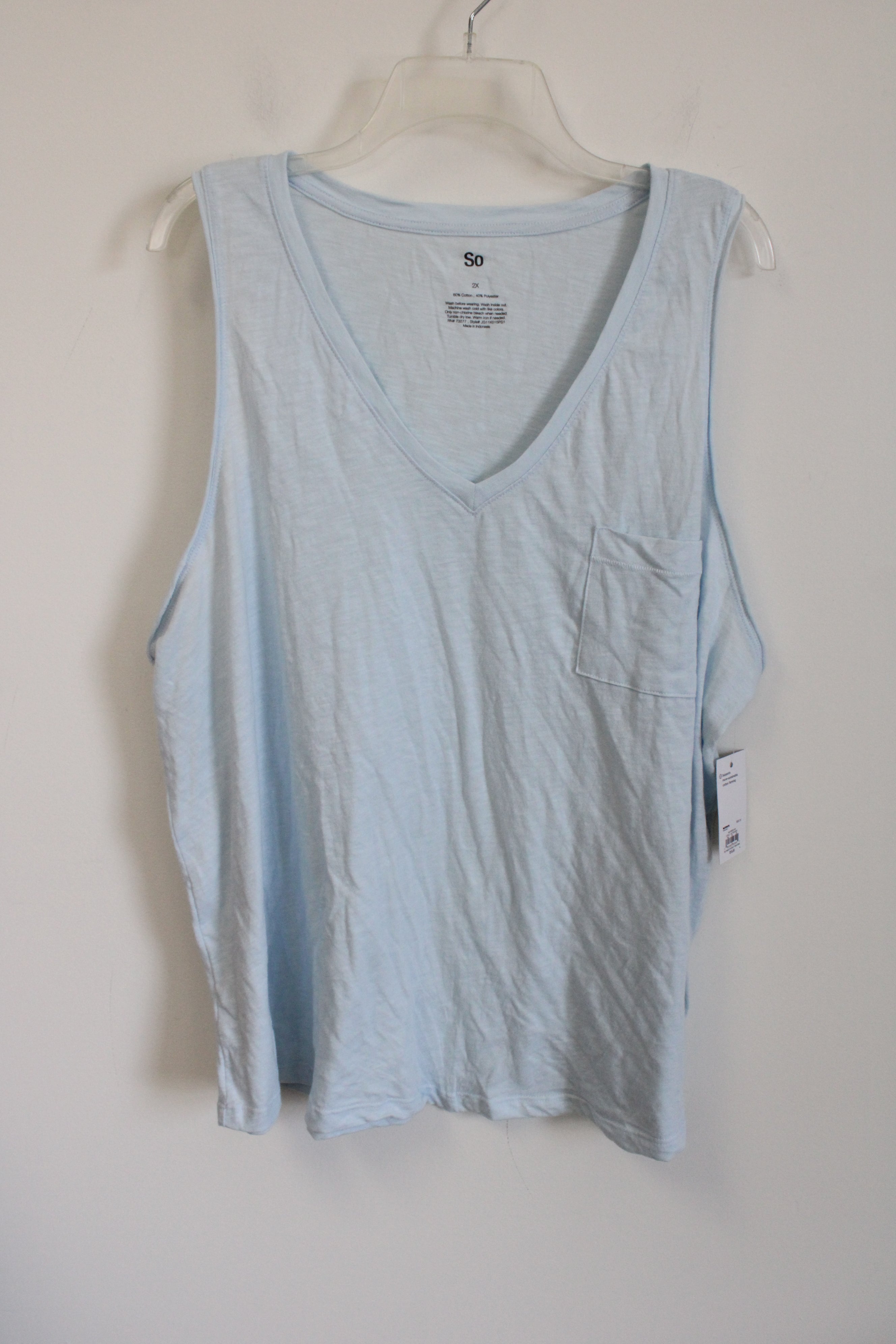 SO Light Blue V-Neck Tank | 2X