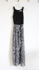 Robbie Bee Black & White Patterned Sleeveless Maxi Dress | S