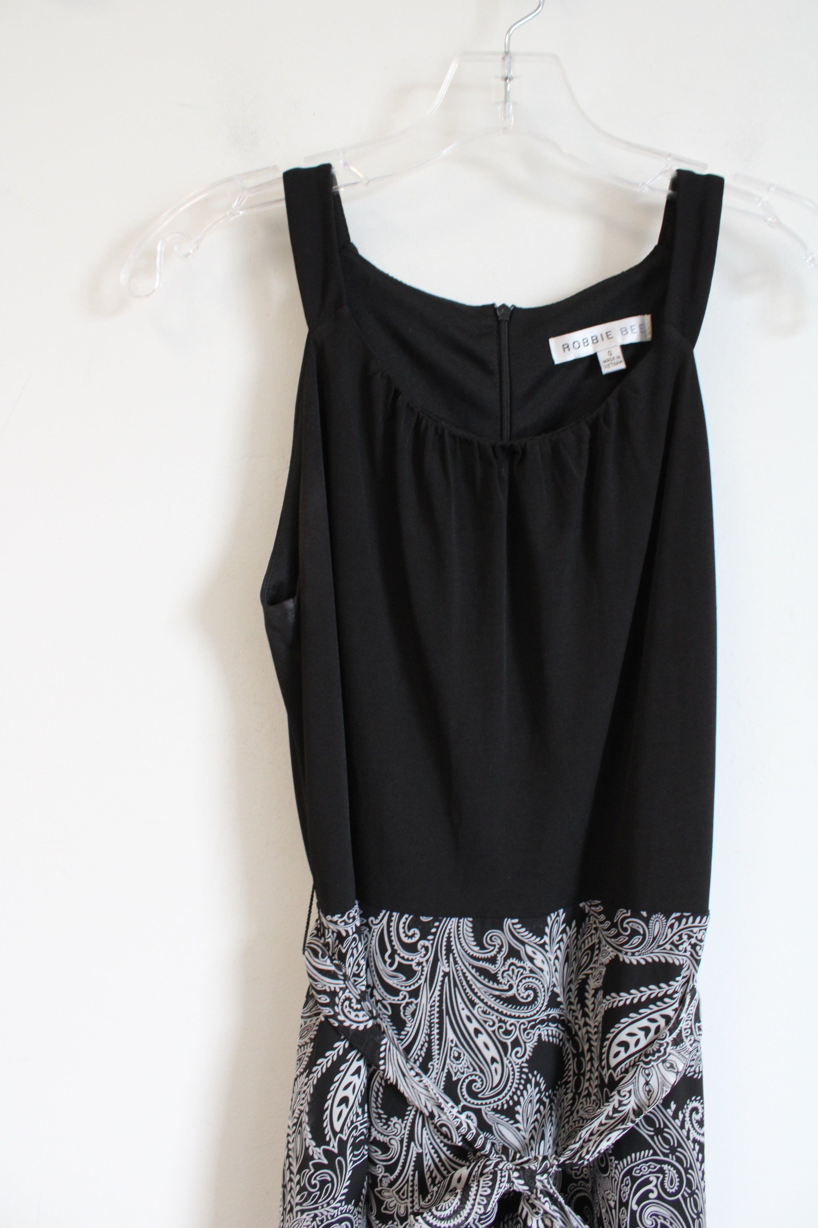 Robbie Bee Black & White Patterned Sleeveless Maxi Dress | S