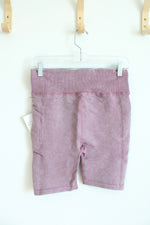 NEW Harmony Balance Stretch Purple Mineral Wash Biker Shorts | S