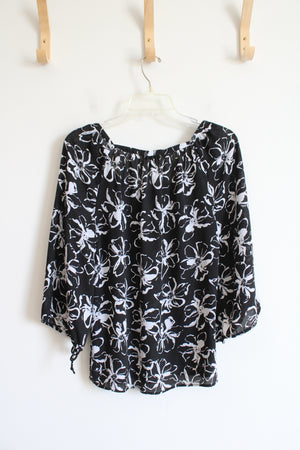 Banana Republic Black & White Floral Flowy Top | XS