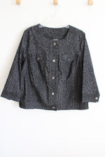 Dressbarn Gray Print Denim Jacket | 14/16