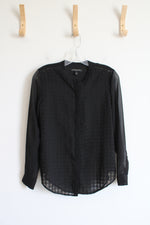 Banana Republic Black Sheer Button Down Top | XS