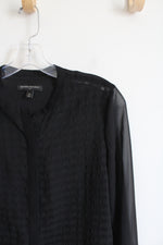 Banana Republic Black Sheer Button Down Top | XS