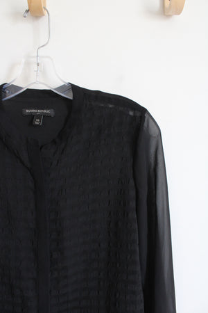 Banana Republic Black Sheer Button Down Top | XS