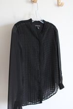 Banana Republic Black Sheer Button Down Top | XS