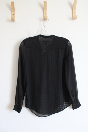 Banana Republic Black Sheer Button Down Top | XS